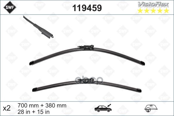 Щетки стеклоочистителя бескаркасные VISIOFLEX (ком-кт) 700+380 мм FORD TRANSIT COURRIER 119459 Swf арт. 119459