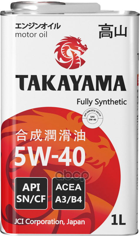 TAKAYAMA Масло Моторное Синтетическое 5W40 Api Sn/Cf Acea A3/B4 1Л