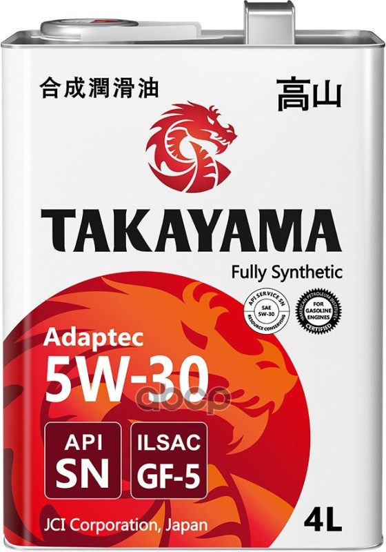 TAKAYAMA Масло Моторное Takayama Adaptec 5W-30 Gf-5 Sn Синтетика 4Л 605585
