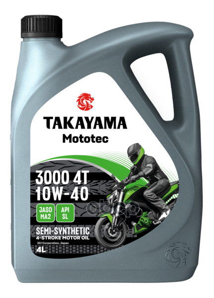 Масло моторное полусинтетическое Mototec 3000 4T 10W40 SL, MA2 4л TAKAYAMA арт. 6056121