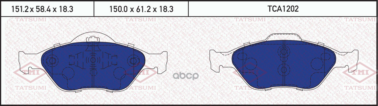 Колодки тормозные дисковые передние FORD Fiesta/Fusion 01- TCA1202 TATSUMI арт. TCA1202