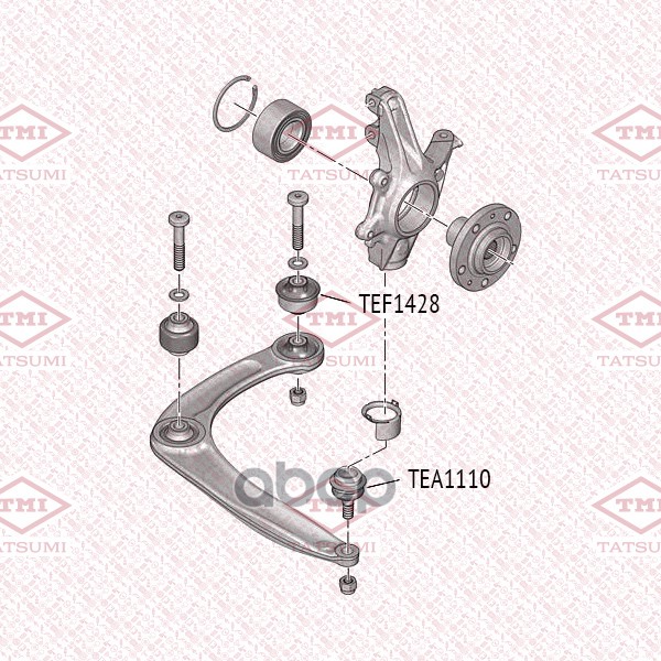 Опора шаровая нижняя L/R CITROEN C4/Berlingo 00-PEUGEOT 307 00- TEA1110 TATSUMI арт. TEA1110