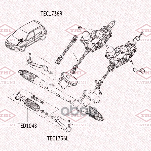 Наконечник рулевой тяги L RENAULT Megane/Scenic/Grand Scenic 02- TEC1736L TATSUMI арт. TEC1736L