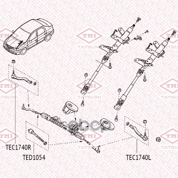 Наконечник рулевой тяги R RENAULT Logan 05- TEC1740R TATSUMI арт. TEC1740R