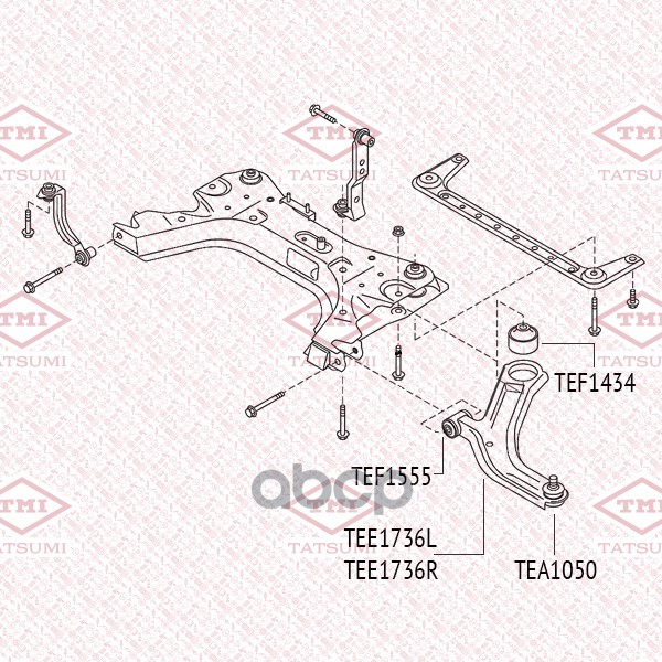 Рычаг передней подвески нижний L NISSAN Micra/Note 03- TEE1736L TATSUMI арт. TEE1736L