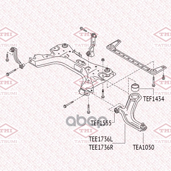Рычаг передней подвески нижний R NISSAN Micra/Note 03- TEE1736R TATSUMI арт. TEE1736R