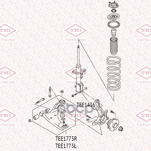Рычаг передней подвески нижний R SUZUKI Grand Vitara 05- TEE1773R TATSUMI арт. TEE1773R