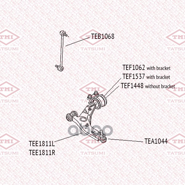 Сайлентблок переднего рычага задний правый с кронштейном FORD Focus/C-Max 10-MAZDA 3 09- TEF1062 TATSUMI арт. TEF1062