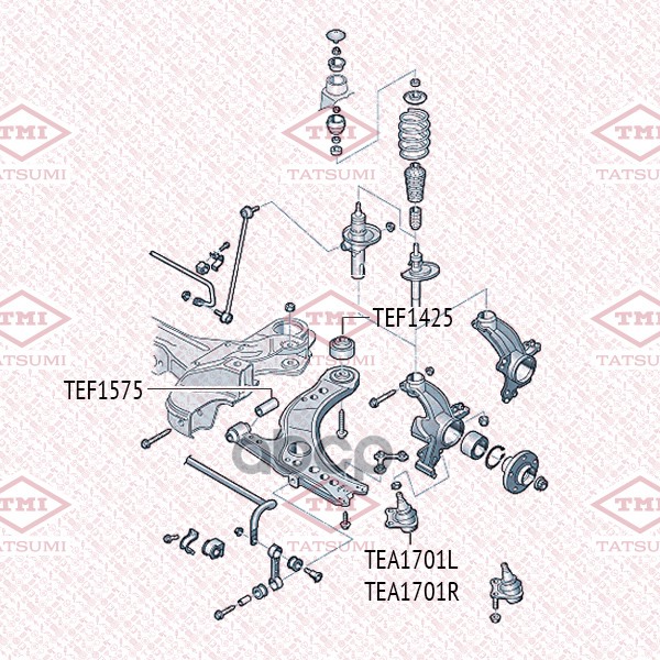 Сайлентблок переднего рычага задний AUDI A3 96-VW Golf 96- TEF1425 TATSUMI арт. TEF1425