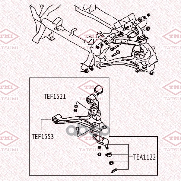 Сайлентблок переднего нижнего рычага задний TATSUMI арт. TEF1521