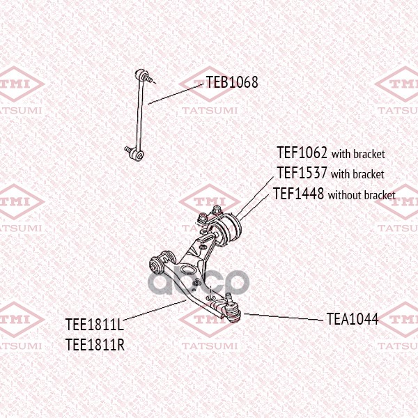 Сайлентблок переднего рычага задний левый с кронштейном MAZDA 3 09- TEF1537 TATSUMI арт. TEF1537