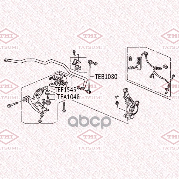 Сайлентблок переднего рычага задний без кронштейна TATSUMI арт. TEF1545