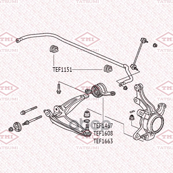 Сайлентблок Рычага Без Кронштейна | Перед Прав/Лев | TATSUMI арт. TEF1663