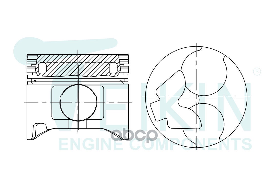 Поршень (к-т 4 шт с охлаждением) STD TOYOTA LAND CRUISER PRADO/HIACE 1KZTE 96-02 TEIKIN арт. 46671AG STD