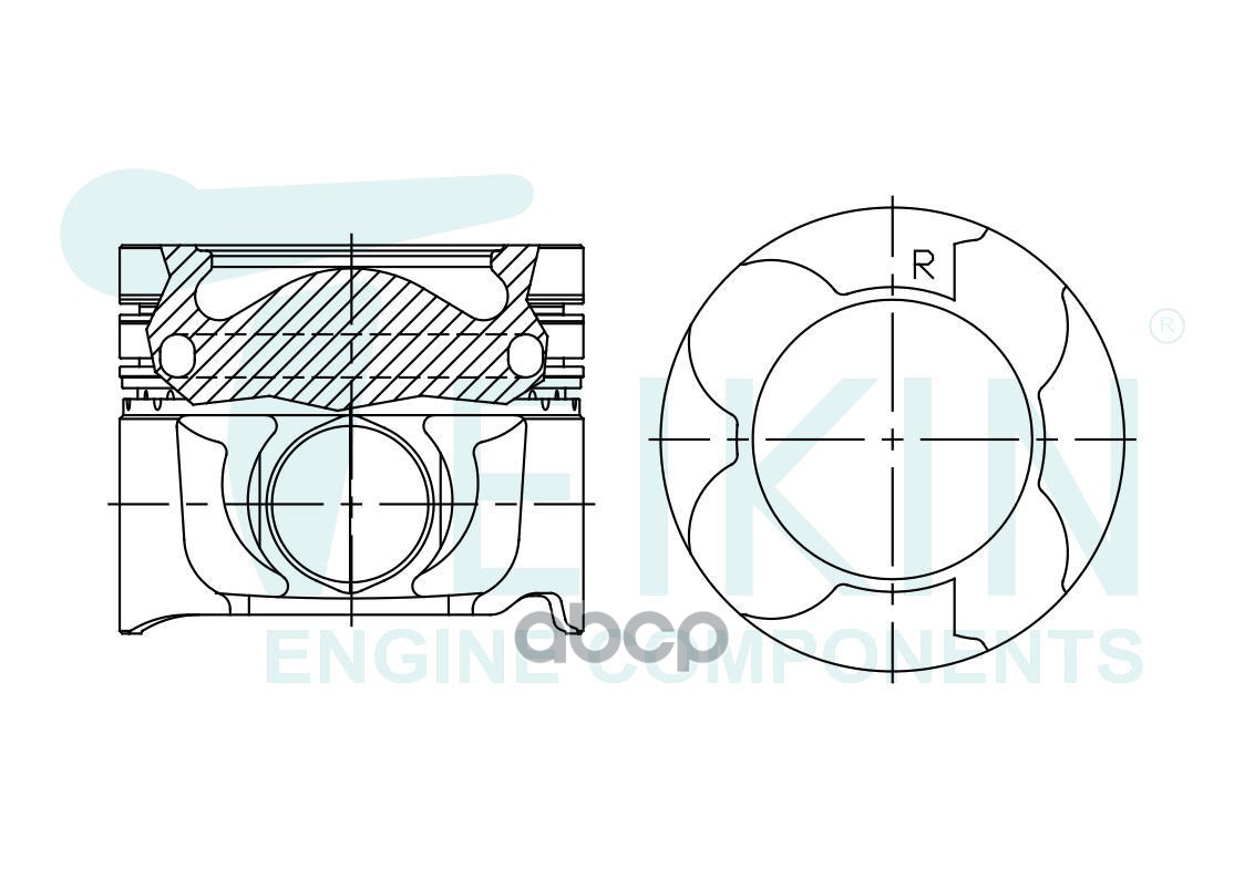 Поршень без колец ( цена за 1 шт) с масл. галереей Toyota Land Cruiser 1VD-FTV d86.0 STD (13101-0W02 TEIKIN арт. 46691AGSTD