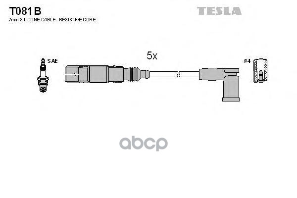 Комплект Проводов_vw Bora/Golf Iv 2.3 Vr5 Agz 97-00 Tesla T081b TESLA арт. T081B