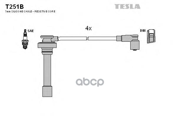 Провода высоковольтные компл. Mitsubishi TESLA T251B TESLA арт. T251B