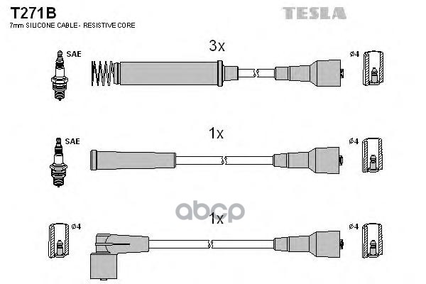 Провода высоковольтные компл. Opel TESLA T271B TESLA арт. T271B