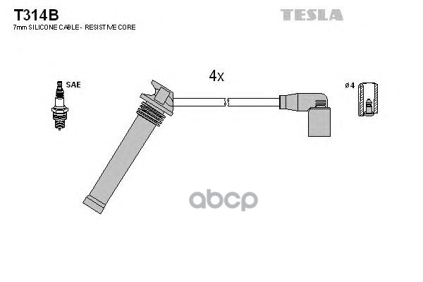 Провода высоковольтные компл. Cherry Fora 1.6 дв. SQR481F TESLA T314B TESLA арт. T314B