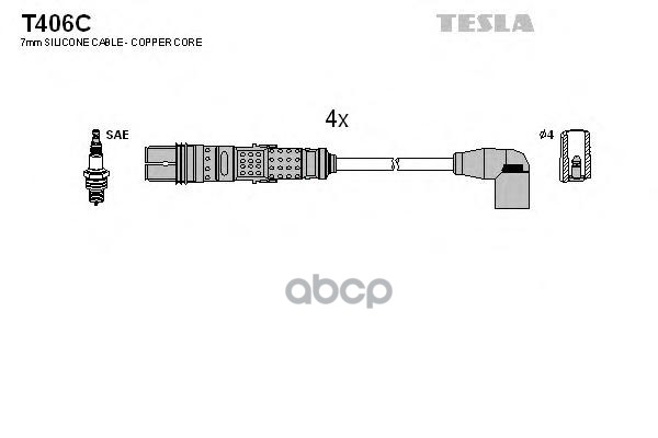 Провода высоковольтные компл. VAG TESLA T406C TESLA арт. T406C