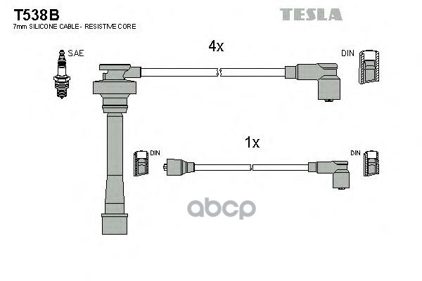 Провода высоковольтные компл. Mitsubishi TESLA T538B TESLA арт. T538B