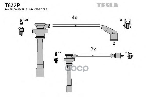 Провода высоковольтные компл. MITSUBISHI 6G72 3.0L/3.5L 90-95 TESLA T632P TESLA арт. T632P