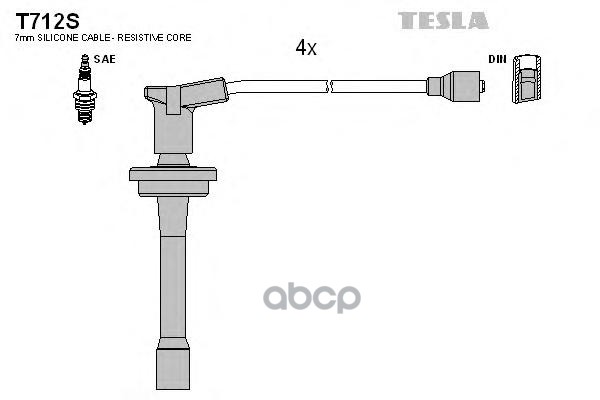 Провода в/в для а/м ГАЗ 406 дв с наконечниками силикон TESLA T712S TESLA T712S TESLA арт. T712S