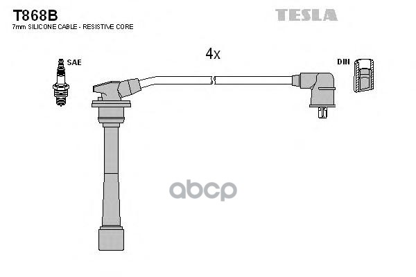 Провода высоковольтные KIA Sportage/HYUNDAI Tucson/Elantra/Tiburon TESLA T868B TESLA арт. T868B