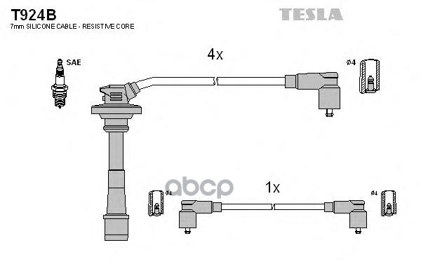 Провода Высоковольтные Компл. Toyota Avensis/Carina E 1.6-1.8 Ukp Tesla T924b TESLA арт. T924B