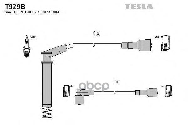Провода Высоковольтные Opel Veca 1.8-2.0 Tesla T929b TESLA арт. T929B