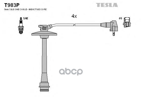 Провода Высоковольтные Компл. Toyota Carinae/Corona/Caldina/Rav-4 2.0-2.2 Mot.3s Tesla T983p TESLA арт. T983P