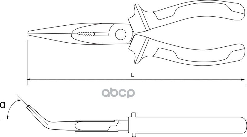 Длинногубцы Изогнутые 45° С Двухкомпонентными Рукоятками, 200 Мм THORVIK арт. BNP0200