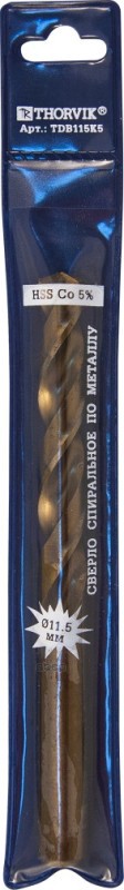 Сверло Thorvik По Металлу Hss Co 11,0 Мм В Пвх Упаковке Tdb110k5 THORVIK арт. TDB110K5