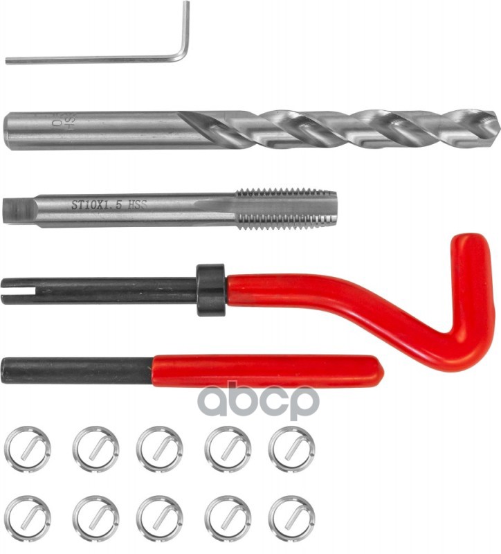 Набор Для Восстановления Резьбы 15 Пр: M10 X 1,5 Метчик, Вороток Установочный, Вставки THORVIK арт. TRIS1015