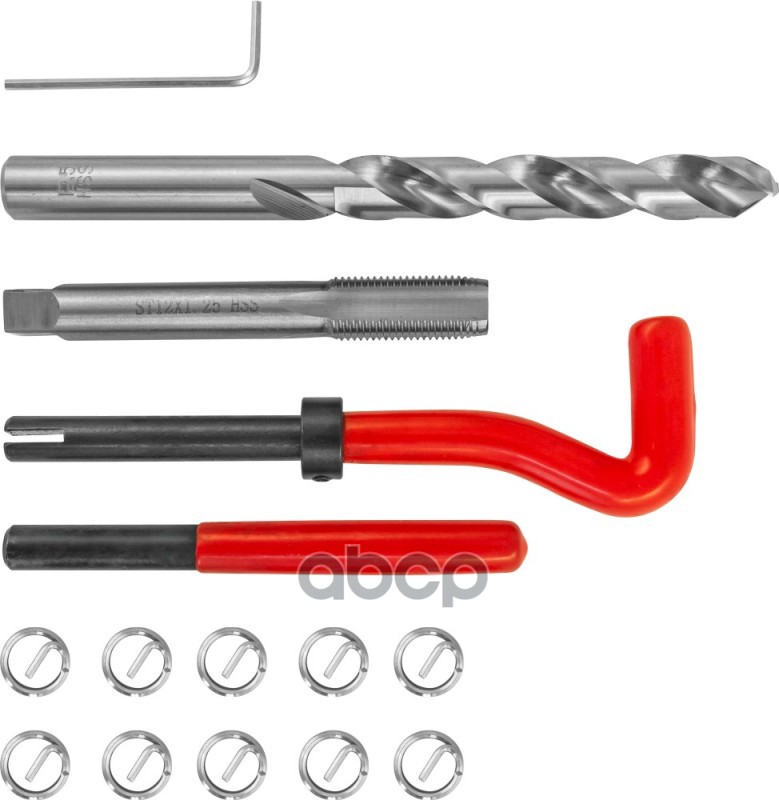 Набор Для Восстановления Резьбы 15 Пр: M12 X 1,25 Метчик, Вороток Установочный, Вставки THORVIK арт. TRIS12125
