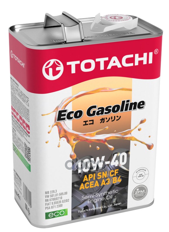 TOTACHI Масло моторное полусинтетическое TOTACHI Eco Gasoline 10W-40 SN/CF, A3/B4 4л