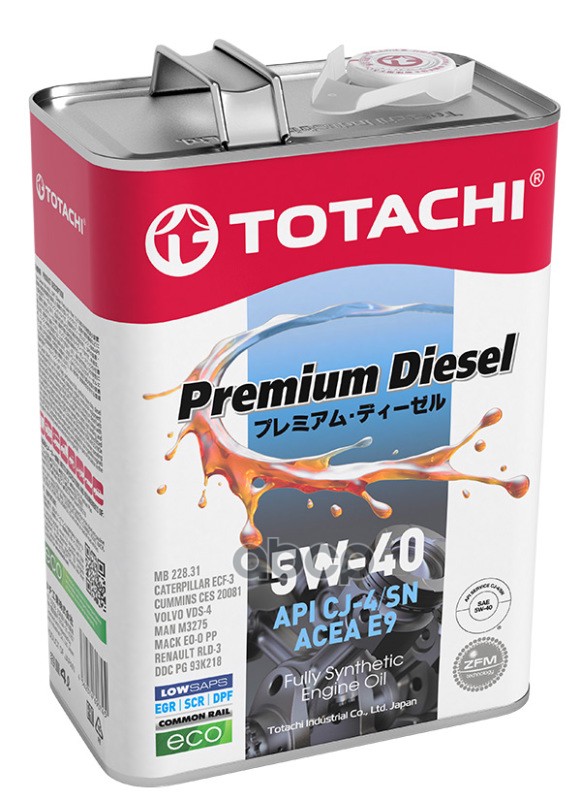 TOTACHI Масло моторное TOTACHI Premium DieseL FuLLy Synthetic CJ-4/SM 5W-40 4л (4562374690745) 11704