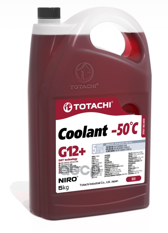 Антифриз TOTACHI NIRO COOLANT Red -50C G12+ 5кг 44805 TOTACHI арт. 44805