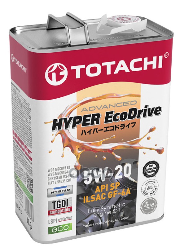 TOTACHI Масло моторное синтетическое Hyper Ecodrive 5W20 SP, GF-6A 4л