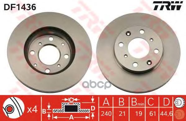 Диск Тормозной | Перед | TRW арт. DF1436