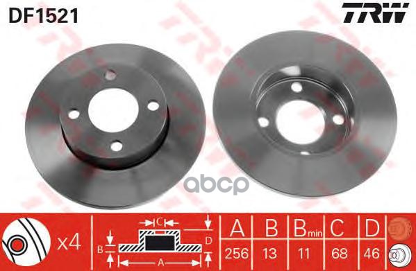 Диск Тормозной Передн Audi: 100 76-82, 100 82-90, 100 Avant 77-83, 80 86-91, 90 87-91 TRW арт. DF1521