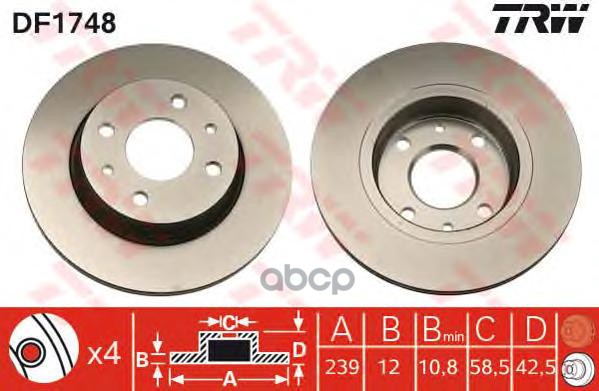 Диск Торм Передн TRW арт. df1748