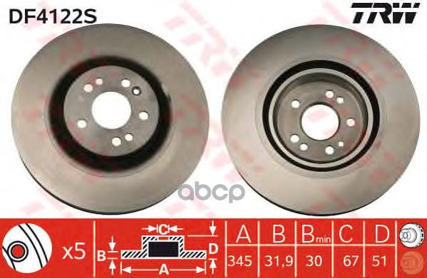 Диск Тормозной | Перед | TRW арт. DF4222S