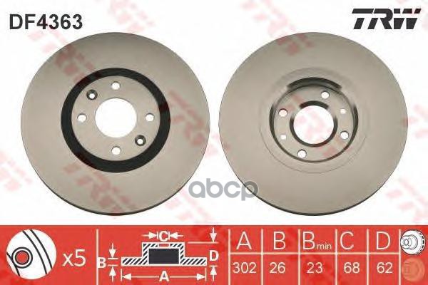 Диск тормозной передний TRW DF4363 TRW арт. DF4363