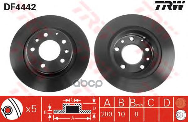 Диск тормозной задний MAZDA 6 TRW DF4442 TRW арт. DF4442