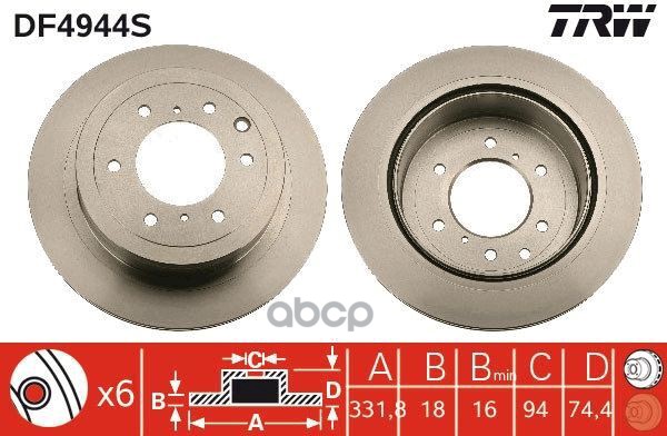 Диск тормозной задний MITSUBISHI Pajero IV TRW DF4944S TRW арт. DF4944S