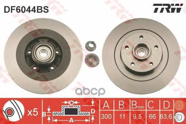 Диск Тормозной Задний С Подшипником Renault Laguna Iii 07-> / Latitude 10-> Trw Df6044bs TRW арт. DF6044BS