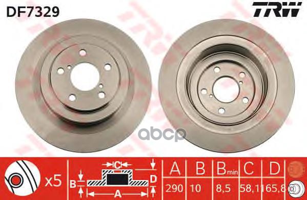 Диск Тормозной | Зад | TRW арт. DF7329