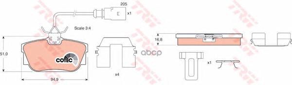 Колодки Задние Vw Transporter Iv Gdb1369 TRW арт. GDB1369