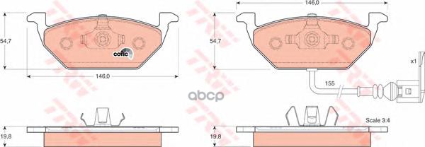 Колодки передние SKODA OCTAVIA (1U_, 1Z_), VW GOLF IV-VI, JETTA III-IV GDB1386 TRW арт. GDB1386